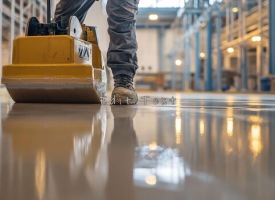 General Handyman Services worker using vibrating plate compactor smooth newly poured epoxy floor large industrial facility 555601 70030.jpg